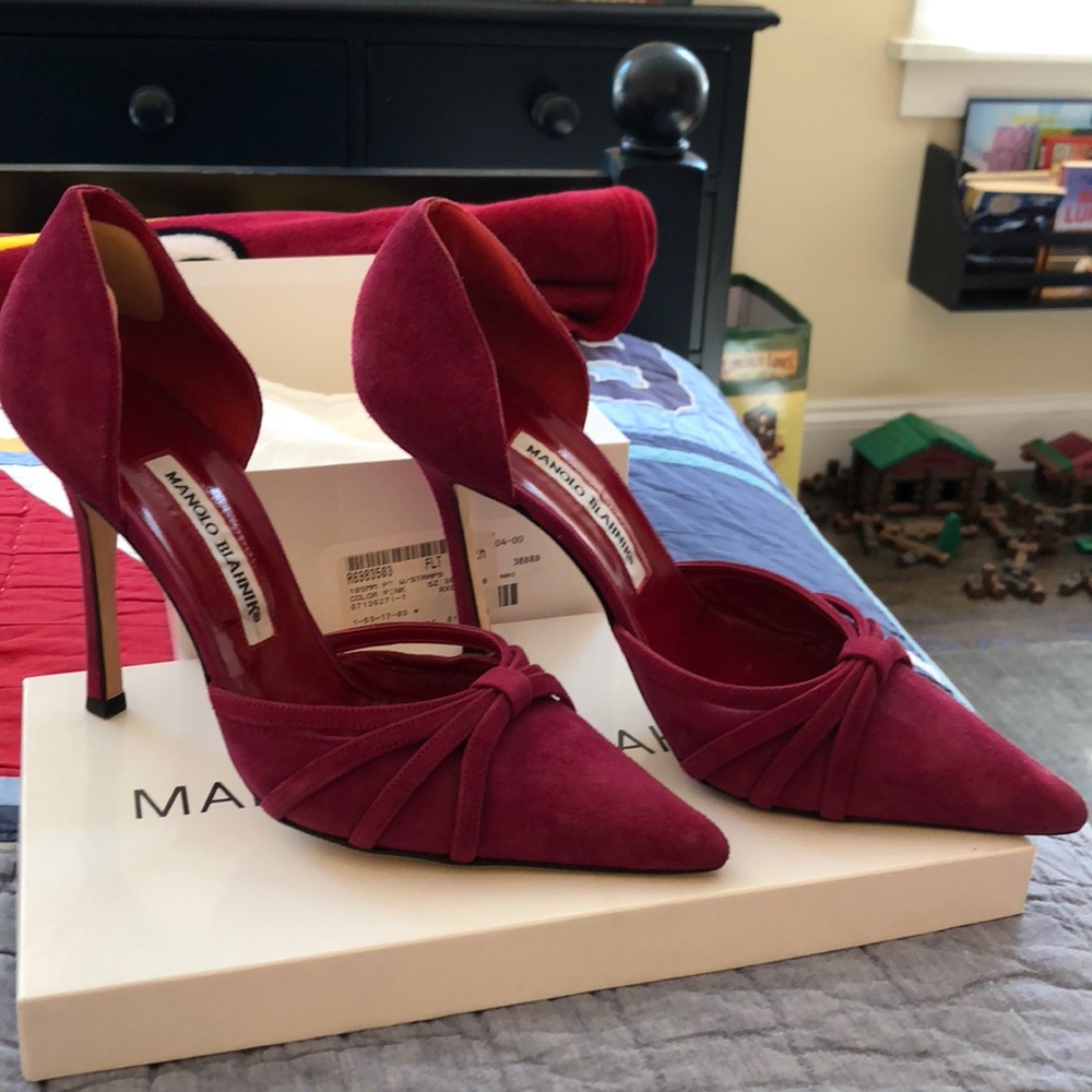 Manolo Blahnik Suede Strappy Heel D’Orsay